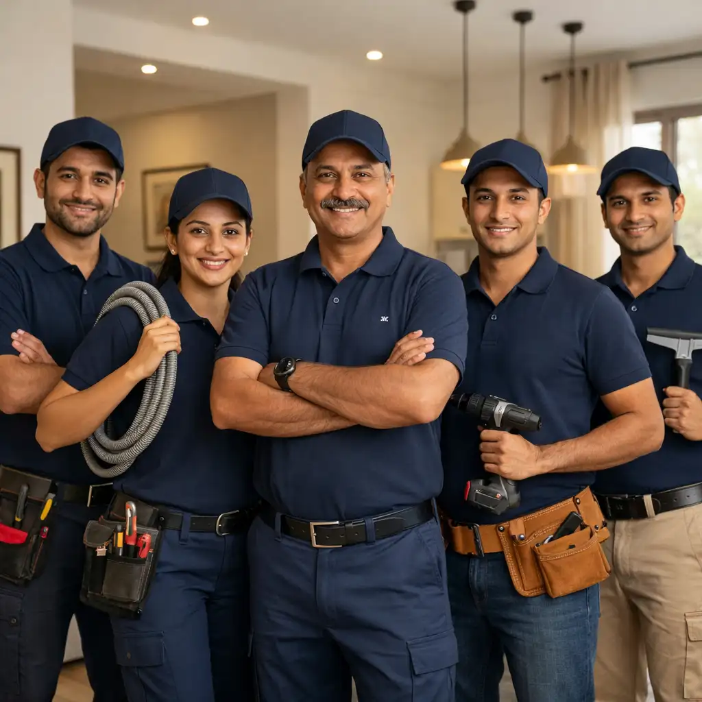 Professional home service technicians at work